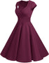 Naoki – Vintage Rockabilly Midi Kleid mit V-Ausschnitt & 3/4 Ärmeln für Cocktail, Hochzeit & Abend